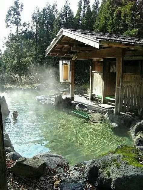 ☆ Onsen Japan, Japanese Onsen, Japanese Hot Springs, Outdoor Hot Tub, Outdoor Bath, Japanese Architecture, Hot Spring, Japanese House, Japanese Garden