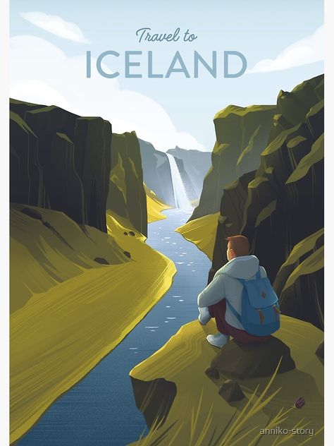 "Travel to Iceland" Art Print by anniko-story | Redbubble Iceland Art, Vintage Disney Posters, Travel To Iceland, Wanderlust Decor, Disney Posters, Retro Travel Poster, Vintage Ski, Travel Illustration, Travel Wall Art