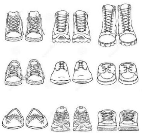 How To Draw Shoes Front View Sneakers, Simple Shoes Drawing, Shoes Drawing Front, Shoes Drawing Easy, How To Draw Shoes, Drawing Shoes, Feet Drawing, Shoe Sketches, Velcro Shoes