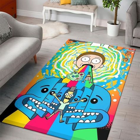 Rick & Morty Rectangle Rug | Rick And Morty Living Room Cartoon Floor Carpet #quiz #quizzes #buzzfeed #triviaquestionsandanswers #quizzesbuzzfeed #trivia #quizzesforfun #funquiz #rickandmorty Tufting Art, Living Room Cartoon, Living Room Carpet Floor, Room Cartoon, Area Rugs Living Room, Disney 2024, Rugs Living Room, Disney Designs, Room Carpet