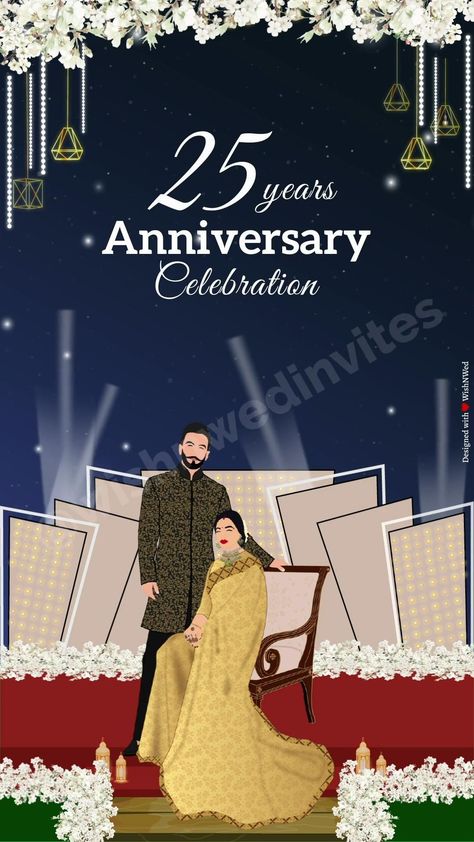 Customizable 25th Anniversary Invitation Vide 25th Anniversary Invitation, 25th Marriage Anniversary, Digital Wedding Card, 25th Wedding Anniversary Invitations, 25th Wedding Anniversary Party, Virtual Invitations, Traditional Henna, Vintage Wedding Cards, 25th Anniversary Gifts