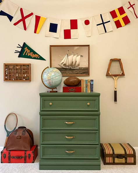 Eventide Steps Inside: Mason's Room Vintage Boys Room, Vintage Kids Room, Country Interior Design, Boy Rooms, Moody Decor, Teenage Room, Cabin House, Preppy Vintage, Boy’s Room