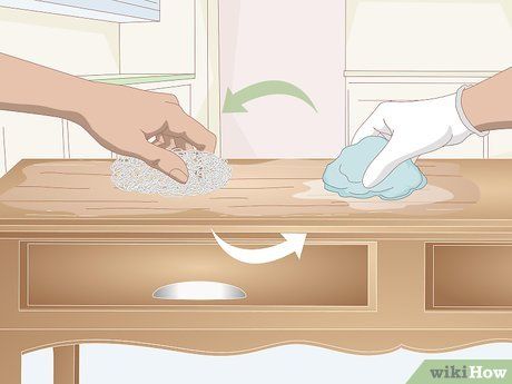 3 Simple Ways to Lighten Dark Wood Stain - wikiHow How To Lighten Wood Stain, How To Make Dark Wood Lighter, Lightening Dark Wood Furniture, How To Lighten Dark Wood Furniture, Lighten Dark Wood Furniture, How To Lighten Stained Wood, How To Lighten Dark Stained Wood, Lighten Wood Furniture, Lighten Wood Stain