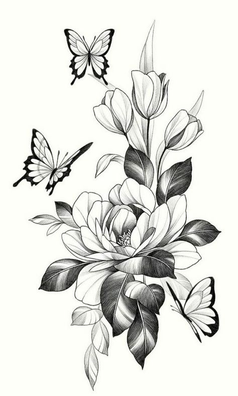 Floral Tattoo Design Drawings, Tattoo Designs Watercolor, Flower Tattoos Designs, Tattoo Designs Mandala, Flowers Tattoo Design, Flowers Tattoos, Flower Tattoo Drawings, Beautiful Flower Tattoos, Floral Tattoo Sleeve