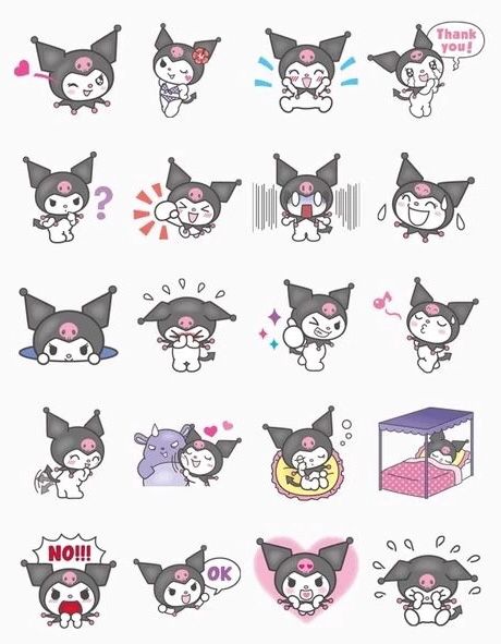 The many moods of Kuromi Kuromi App Icons, Icons Sanrio, Sanrio Aesthetic, Cat App, App Icons Aesthetic, Images Hello Kitty, Melody Hello Kitty, Simple Designs To Draw, Hello Kitty Iphone Wallpaper