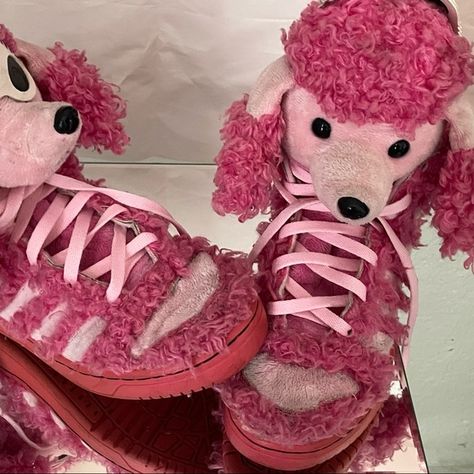 Jeremy Scott X Adidas Jeremy Scott Adidas Outfit, Jeremy Scott Adidas, Adidas Dress, Rave Culture, Alex G, Pink Teddy Bear, Fur Shoes, Pink Teddy, Pink Fur