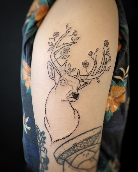 San Francisco Tattoo, Stag Tattoo, Etching Tattoo, Ankle Bracelets Diy, O Tattoo, Deer Tattoo, Delicate Tattoo, Botanical Tattoo, Line Work Tattoo