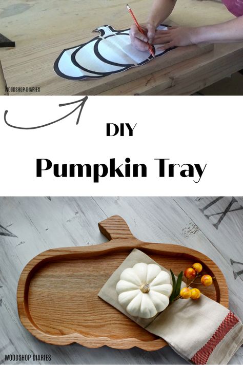 Fall Wood Projects, Diy Serving Tray, Fall Wood Crafts, Halloween Wood Crafts, Wood Scraps, Wooden Pumpkins, Wood Pumpkins, Scrap Wood Projects, Fall Craft