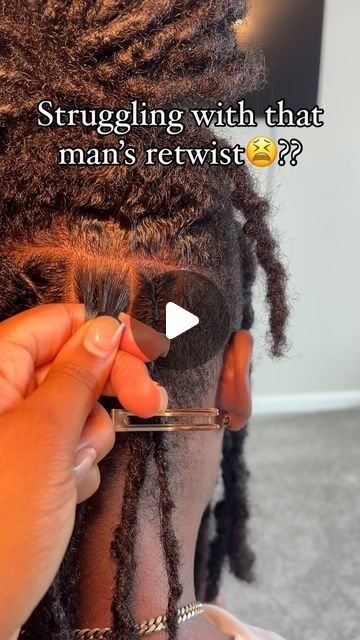 zhanéalexia | 5+ yr stylist on Instagram: "Did you lie to that man telling him you knew how to retwist🤣 ?

This video will teach you how to retwist in under a minute🔥. 

⭐️ Start with a clean part, ALWAYS. A clean part will be your foundation to a neat retwist. Then apply your product, not too much product and use your comb to smooth out the new growth. 

⭐️ I use my comb to twist the loc at least two times, and twist the loc all the way down before loc smithing !

⭐️ I finish off with a palm-roll and clip it. Very simple ! 

Was this helpful?? ⤵️

#invisblelocs #retwist #bohobraids #knotlessbraids #boxbraids #greensborohairstylist #greensborobraider #digitalmarketing #digitalproducts #raleighbraider #raleighhairstylist #336nails #336braids #softlocs #ncat #explore #ncat26 #ncatbraids #n Sizes Of Locs, How To Do Retwist, How To Twist Mens Hair, Comb Twist Locs, Diy Loc Retwist, Palm Rolling Locs, Loc Smithing Method, Dread Twist Hairstyles For Men, How To Retwist Dreads Step By Step