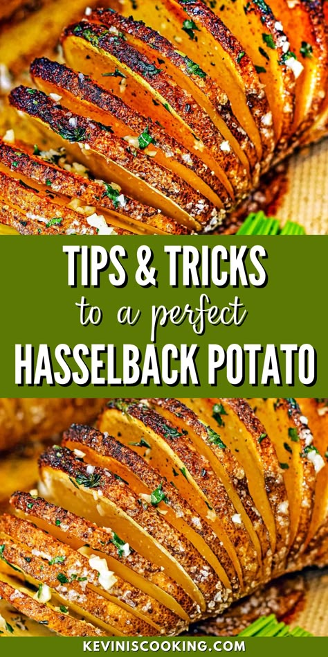 Tips & Tricks to a Perfect Hasselback Potato that turns out crispy on the outside and tender on the inside. The seasonings and fillings for my hasselback potatoes recipe are completely up to your imagination! They can be as simple as a bit of salt and pepper, or stuff fillings between the slices. Use seasonings, herbs, butter, bacon, cheese, and anything else you want! Russet Potato Recipes, Fresh Vegetable Recipes, Hasselback Potatoes, Potato Recipes Side Dishes, Grilled Potatoes, Potato Side Dishes, Potatoes Recipe, Best Dinner Recipes, Bacon Cheese