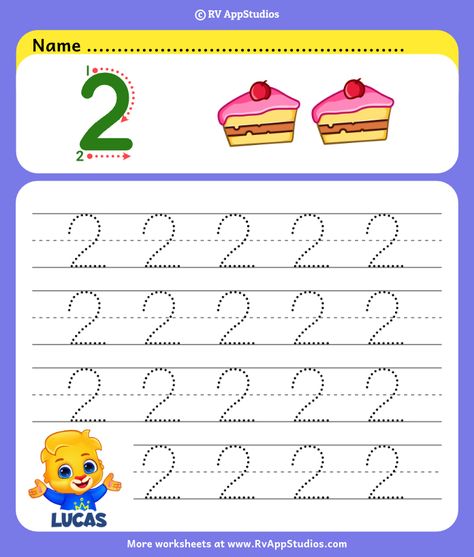 Number 2 Tracing, Trace Numbers, Learn Writing, Free Educational Apps, Educational Apps For Kids, Kids Worksheets Printables, Number Tracing, Writing Numbers, Tracing Worksheets