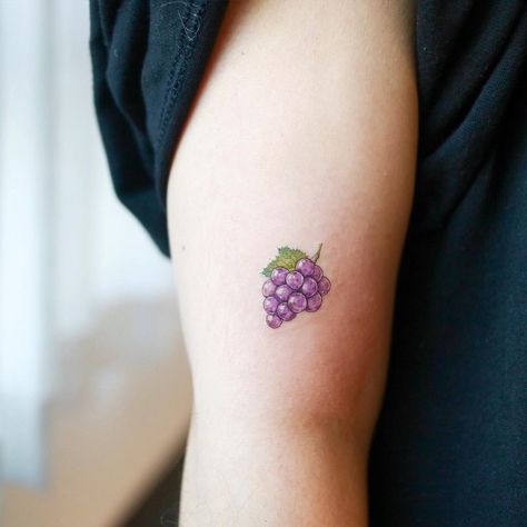 Grape Tattoo, Foot Tattoo Quotes, Small Foot Tattoos, Fruit Tattoo, Grapes Wine, Ankle Tattoo Designs, Ankle Tattoos For Women, Foot Tattoos For Women, Tattoos For Women Flowers