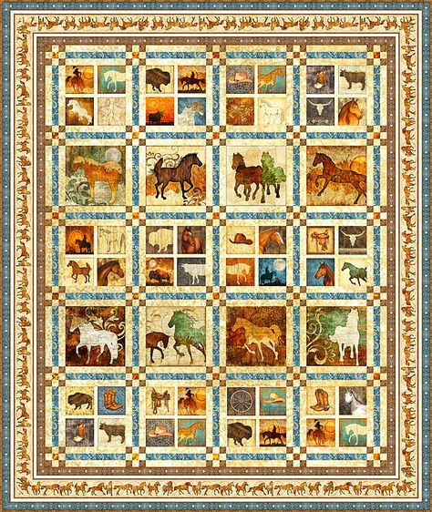 Free Pattern – Unbridled Western Horses, Horse Quilt, Horses Theme, Fabric Kit, Quilt Binding, Quilts Ideas, Panel Quilts, Fabric Yardage, Free Quilting