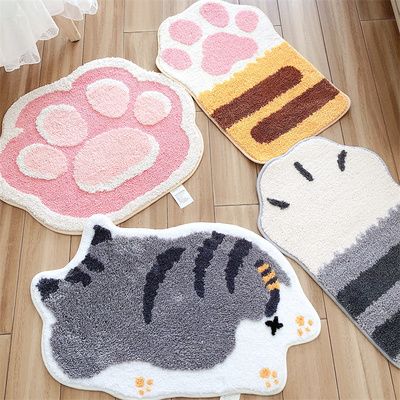 Furniture/Decor/Bedding sets · sugarplum · Online Store Powered by Storenvy Cat Theme Decor, Cute Cat Decor, Cat Bedroom Decor, Bathroom Mats Decor, Cat Rugs, Cat Decor Bedroom, Kawaii Rug, Paw Cartoon, Cat Bathroom