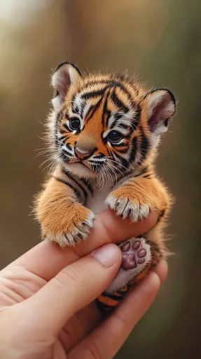 ↑↑↑ Larger size on website 🔸 A tiny tiger cub is being held in a person's hand. Its orange and black stripes are visible, and its Rangoli Inspiration, Baby Exotic Animals, Tiny Baby Animals, Cute Tiger Cubs, Human Finger, Baby Cubs, Tiger Cubs, White Tigers, Soft Kitty Warm Kitty