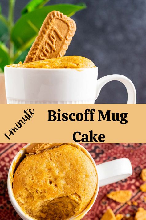 Image of one-minute Biscoff Mug Cake Biscoff Mug Cake, Dessert Microwave, Biscoff Dessert, Biscoff Cake, Cup Dessert, Fast Desserts, Cake Light, Biscoff Cookie Butter, Nutella Cake