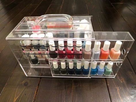 Nail Polish Case, Nail Organization, Nail Polish Rack, Alat Makeup, Nail Polish Crafts, Polish Display, Nail Polish Storage, Nail Polish Organizer, Diy Nail Polish