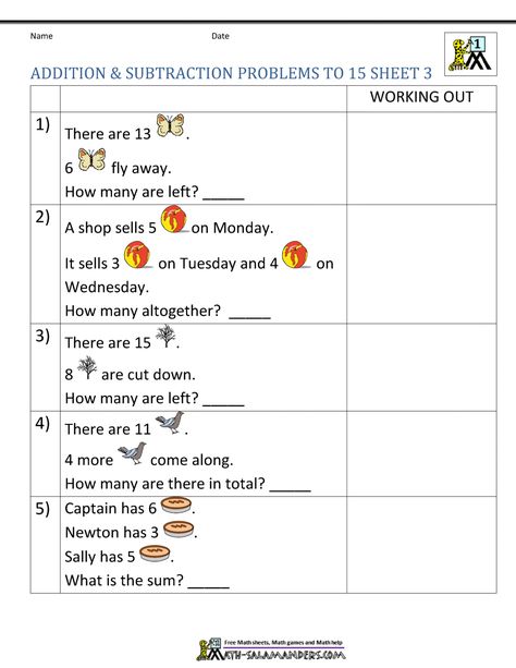 1st Grade Addition And Subtraction Word Problems 1st Grade Addition And Subtraction, Word Problems Kindergarten, 1st Grade Addition, Addition And Subtraction Word Problems, Money Word Problems, First Grade Words, Addition Words, Math Practice Worksheets, Sequencing Worksheets