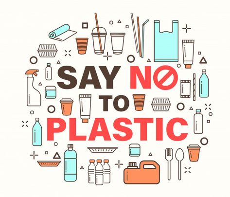 Say no to plastic illustration. Premium ... | Premium Vector #Freepik #vector #water #line #nature #shopping Plastic Illustration, Movie Ticket Wedding Invitations, School Animation, Isometric Shapes, Vintage Wedding Invitation Cards, Change Art, Say No To Plastic, Passport Wedding Invitations, Wedding Elements