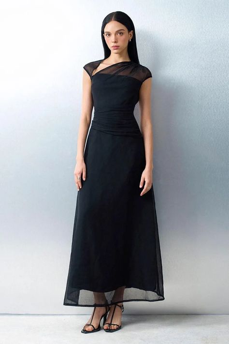 Sunday Dress Outfit Church, Sunday Dress Outfit, Outfit Graduacion, Rehearsal Dinner Outfits, Sunday Dress, Mean Blvd, Office Wear Women, Asymmetric Neckline, Ankle Length Dress