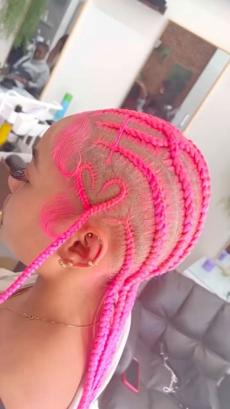 Protective Styles Black Women, Pink Braids, Hair Styels, Feed In Braids Hairstyles, Cute Braided Hairstyles, Braids Hairstyles Pictures, Dyed Hair Inspiration, Protective Hairstyles Braids, Feed In Braid