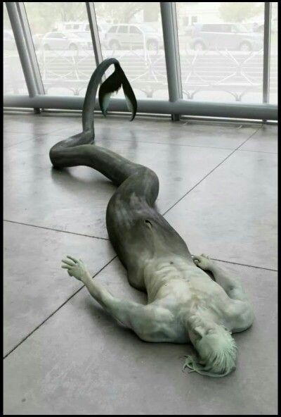 Colby Keller poses for merman "Myth as Object" sculpture. Cameron Stalheim - Maryland Institute College of Art, 2014 Mermaids And Mermen, Arte Fantasy, Mermaid Art, 판타지 아트, Sculpture Installation, Kraken, Art Sculpture, The Floor, Mythical Creatures