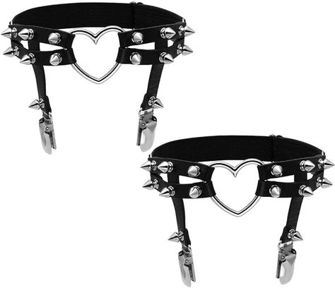 Amazon.com: Eigso Spikes Rivet Leather Garters Leg Ring Gothic Rave Thigh Garter Harness for Women and Men Adjustable : Clothing, Shoes & Jewelry Adjustable Clothing, Leather Garter Belt, Garter Harness, Thigh Garter, Garter Black, Leg Ring, Thigh Harness, Legs Ring, Leather Garter