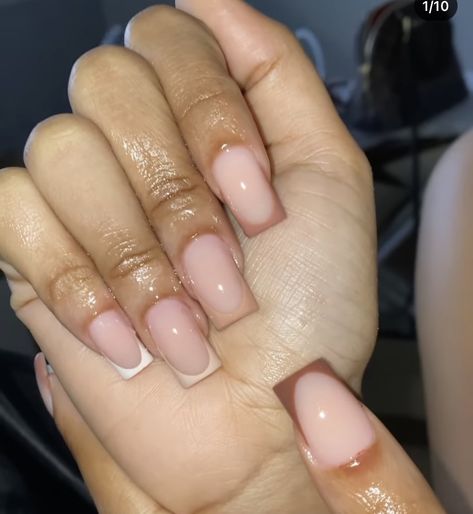 Gradient French Nails, Brown Frenchies, Pink Toe Nails, Short French Tip Nails, Brown Acrylic Nails, Ombre Acrylic Nails, French Tip Acrylic Nails, Short Square Acrylic Nails, Acrylic Nails Coffin Pink