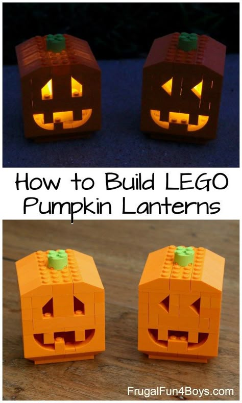 Step by step tutorial on how to build a pumpkin out of Legos – Recycled Crafts Lego Pumpkin, Halloween Lego, Pumpkin Lanterns, Lego Halloween, Lego Challenge, Lego Club, Halloween Fest, Lego Diy, Lego Activities