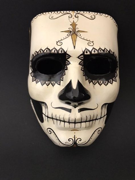 Day Of The Dead Mask, Mens Masquerade Mask, Paper Mache Mask, Dead Makeup, Mascaras Halloween, Mexican Mask, Day Of The Dead Art, Mask For Men, Mask Painting