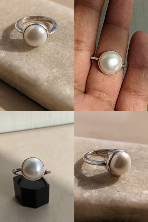 pearl silver handmade ring Silver Ring With Pearl, Index Finger Rings For Women, White Pearl Ring, Silver Pearl Ring, June Birthstone Ring, Confident Women, Handmade Gifts For Her, Gold Jewellery Design Necklaces, India Jewelry