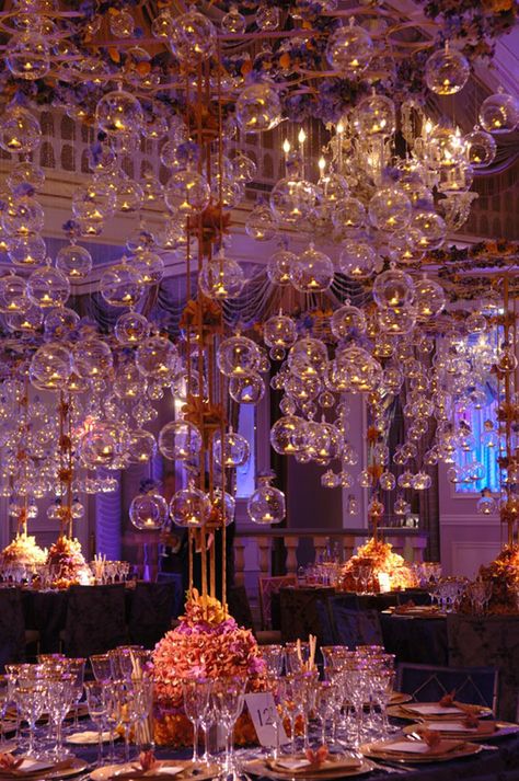 {Wedding Trends} : Hanging Wedding Decor – Part 2 - Belle the Magazine . The Wedding Blog For The Sophisticated Bride Preston Bailey, Bubble Candle, Tables Set, Elegant Dining, Reception Decorations, The Ceiling, Labyrinth, Wedding Trends, Preston