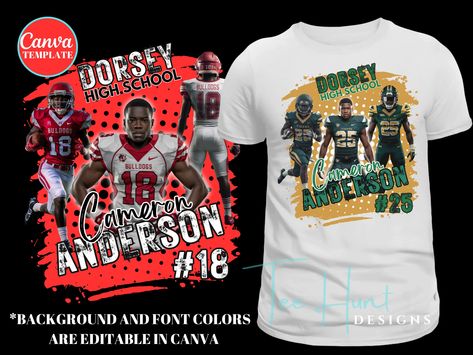 Football Tshirt Design, Canva Template, Editable Gameday tshirt, Changeable Colors, Personalized High School t-shirt , Sublimation, DTF, DTG High School Football Shirts, Football Tshirt Designs, T Shirt Design Template, Shirt Sublimation, Senior Night, High School Football, Shirt Template, School Logo, Football Mom