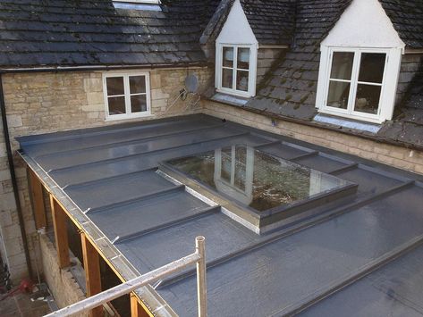 Grp Roofing, Extension Roof, Flat Roof Design, Flat Roof Extension, Lead Roof, Zinc Roof, Garden Room Extensions, Transitional Exterior, Garage Roof