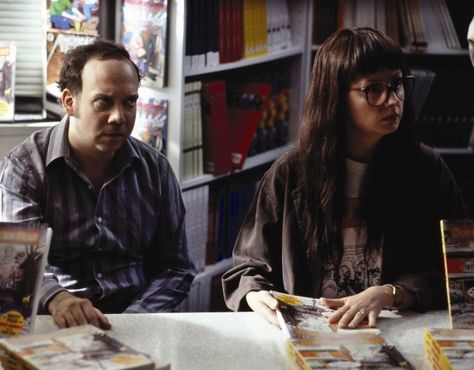 Paul Giamatti and Hope Davis in American Splendor, directed by Shari Springer Berman and Robert Pulcini Hoot Movie, Harvey Pekar, Hope Davis, American Splendor, Women Directors, Paul Giamatti, The Divine Comedy, Female Directors, Divine Comedy