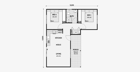 L Shaped Tiny House, Granny Flat Ideas, Small House Australia, Flat Floor Plan, Granny Flats Australia, Granny Flat Plans, L Shaped House Plans, U Shaped Houses, Shaped House