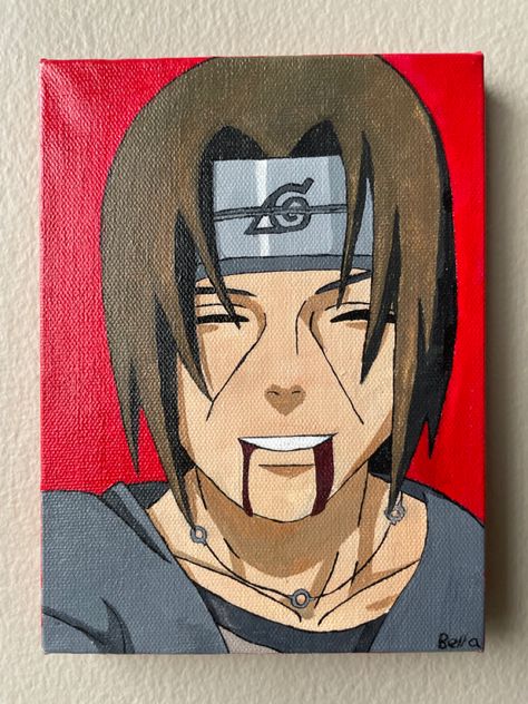 Naruto Acrylic Painting Easy, Easy Anime Paintings On Canvas, Itachi Acrylic Painting, Itachi Canvas Painting, Naruto Painting Easy, Anime Acrylic, Painting Ideas On Canvas Anime, Naruto Acrylic Painting, Naruto Canvas Painting