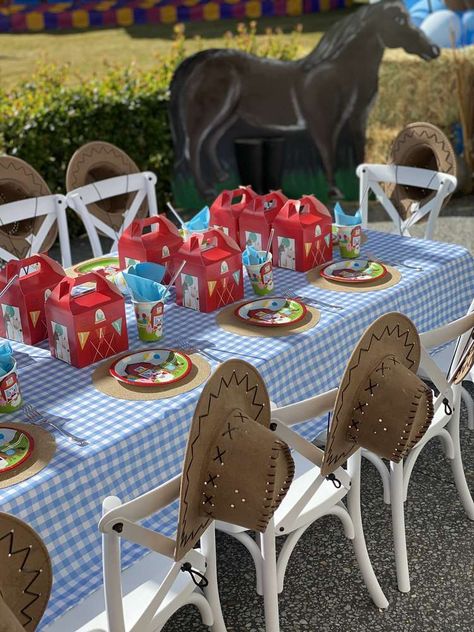 Farm Themed 1st Birthday, To The Infinity And Beyond, Best Outdoor Toys, Cowboy Theme Party, Farm Theme Birthday, Themed 1st Birthday, Farm Animals Birthday Party, Horse Birthday Parties, Farm Themed Birthday Party