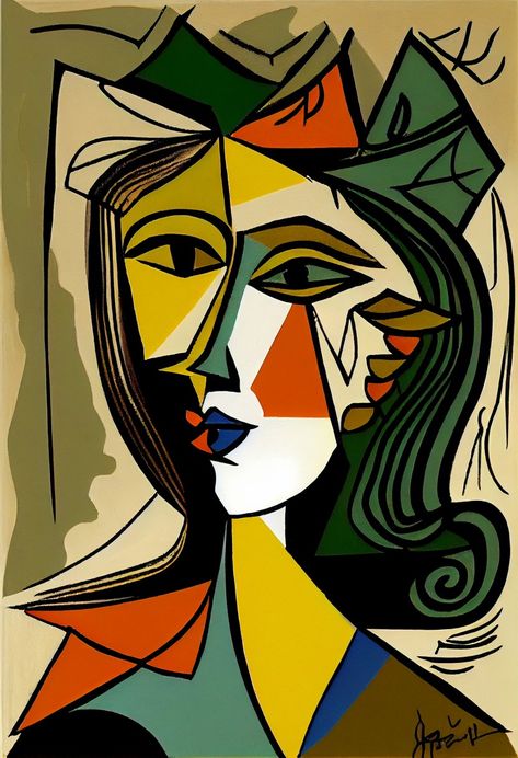 Picasso Cubist Portraits, Cubism Portrait, Pablo Picasso Cubism, Cubism Picasso, Cubist Portraits, Picasso Cubism, Picasso Portraits, Learn Watercolor Painting, Collage Portrait