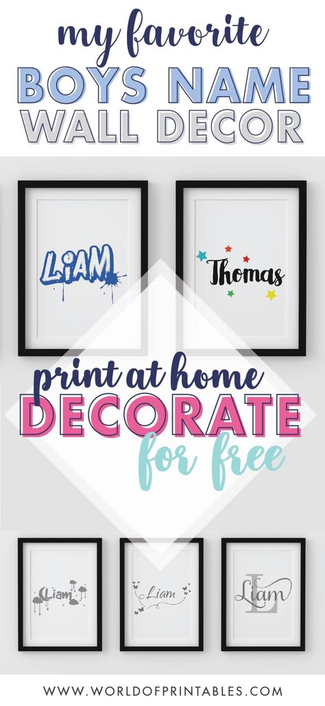 If you’re looking for something for your boy’s bedroom or nursery then we have some lovely free boys name nursery art prints right here.  #boysnursery #nurseryideas #homedecor #walldecor #diyhomedecor #diywalldecor #wallart Print Names Free Printable, Free Printable Nursery Wall Art, Free Wall Art Prints, Free Nursery Printables, Forest Nursery Art, Boys Room Signs, Bird Nursery Art, Free Printable Artwork, World Of Printables