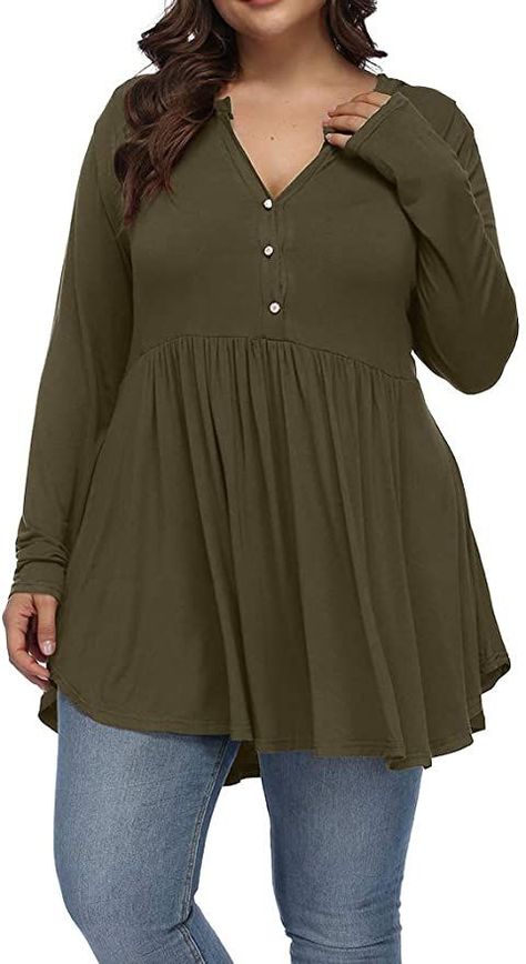 Flowy Shirts, Midi Dress Casual, Tunic Shirt, Long Sleeve Tunic, Henley Shirts, Plus Size Tops, Long Tops, Set Dress, Long Sleeve Shirt