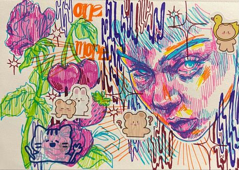 mixed media self portrait Mix Media Self Portrait, Trippy Self Portrait, Symbolic Self Portrait Drawing, Multimedia Self Portrait, Colorful Self Portraits, Creative Self Portrait Drawing, Self Portrait Graphic Design, Fantasy Self Portrait, Creative Self Portrait Art