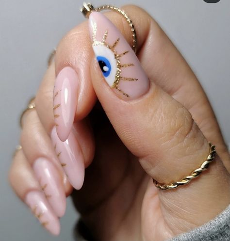 Tatu Design, Evil Eye Nail Designs, Evil Eye Nail, Mystic Nails, Evil Eye Nails, Eye Nail Art, Protect Your Energy, Dipped Nails, Minimalist Nails