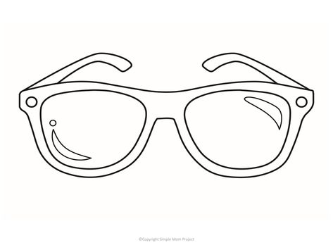 How To Draw Sunglasses, Glasses Doodle, Sunglasses Template, Drawing Sunglasses, Glasses Printable, Sunglasses Drawing, Simple Mom Project, Summer School Crafts, Simple Sunglasses