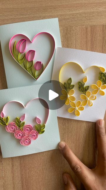 Paper Quilling Greeting Cards, Quilling For Beginners, Quling Ideas Beautiful Card, Greeting Card With Quilling Paper, Valentine's Day Quilling Card, Quiling Paper Greeting Card, Quilling Birthday Cards, Paper Quilling Cards, Quilled Paper Art