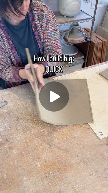 Morgan Peck on Instagram: "I don’t have a lot of patience. 😬 Especially when I’m making things, so using a slab of sculpture clay really work for me. I can build a 12” tall vase in minutes (at least get the body done). With just a few well placed darts the shape can change quickly.  I’ve never had luck or much interest using the pottery wheel, but this method has kept me interested for nearly 15 years." Sculptural Clay Ideas, Pottery Flower Pots Ideas, Large Hand Built Pottery, Tall Ceramic Vases, Ceramic Vase Flowers, Pottery Slabbing, Diy Clay Vase Ceramic Pottery, Hand Built Pottery Sculptures, Handbuilt Ceramic Vase