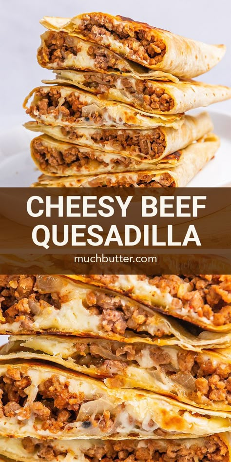 Cheesy Beef Quesadilla, Quesadilla Recipes Beef, Quesadilla Recipes Easy, Beef Quesadillas, Mexican Food Recipes Easy, Beef Recipes Easy, Beef Recipes For Dinner, Beef Dinner, Beef Dishes