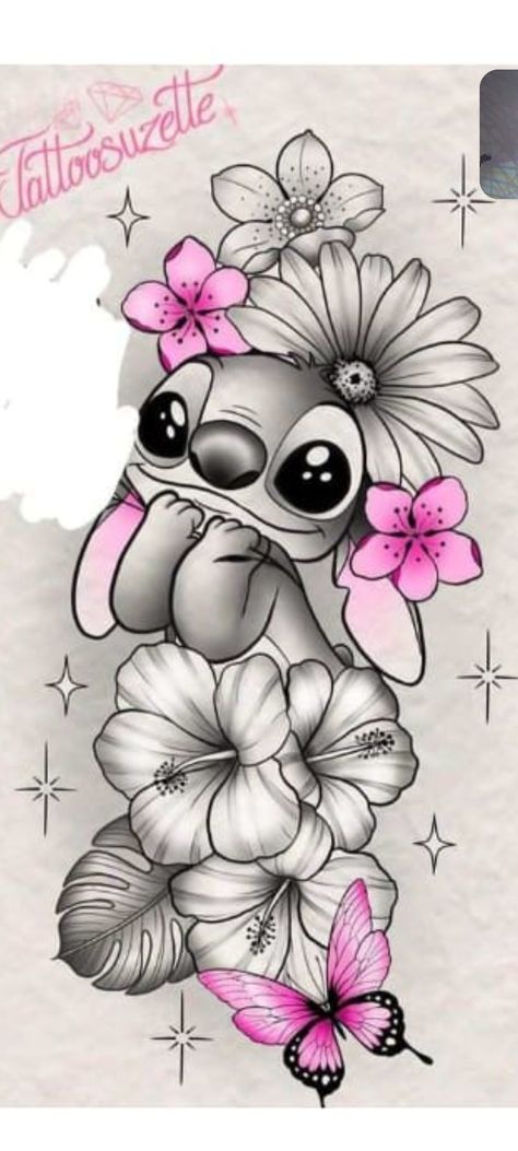 Stitch Flower Tattoo, Stitch Tattoo Outline, Stitch Tattoo Stencil, Ohana Stitch Tattoo, Stitches Wallpaper, Stitch Tattoo Ideas, Stitch Cousins, Lion And Lioness Tattoo, Stitch Wallpapers