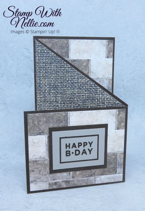 Stampin Up Masculine Birthday Cards 2022, Masculine Cards Handmade, Male Birthday Cards, Happiest Of Birthdays, Fancy Fold Card Tutorials, Mens Cards, Homemade Birthday Cards, Male Birthday, Men's Cards