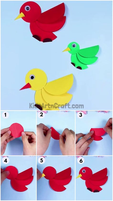 How To Make A Bird, Birds Crafts Preschool, Bird Crafts For Preschoolers, Bird Crafts For Kids, Burung Kakatua, Bird Crafts Preschool, Bird Paper Craft, Flower Vase Crafts, Bus Crafts